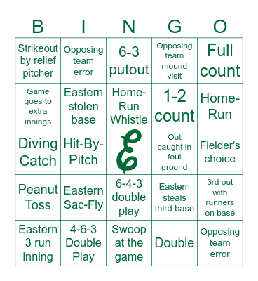 Eastern Michigan Baseball Bingo Card