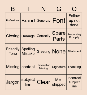 Email Etiquettes Bingo Card