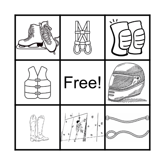 Equipment Vocabulary Bingo Card