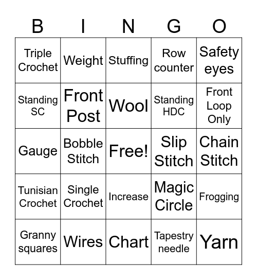 crochet club Bingo Card