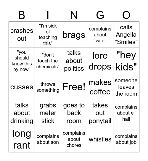 Mr. Leitch 7th period BINGO Card