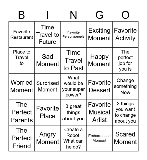 ALL ABOUT ME Bingo Card