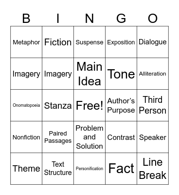 STAAR Review Bingo Card