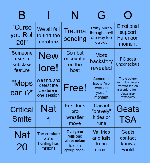 Numai Bingo 22/03/25 Bingo Card