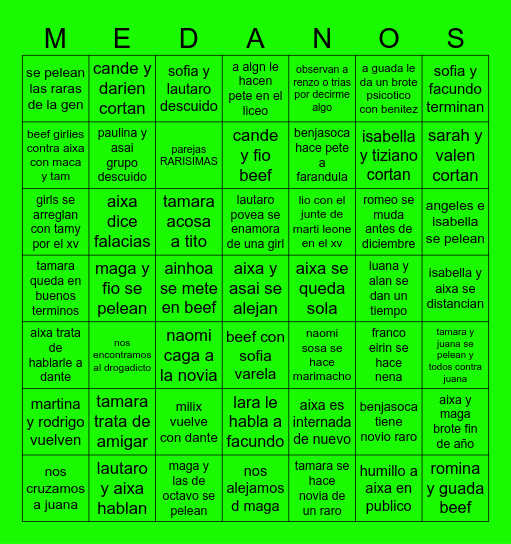 2025 BRAT bingo Card