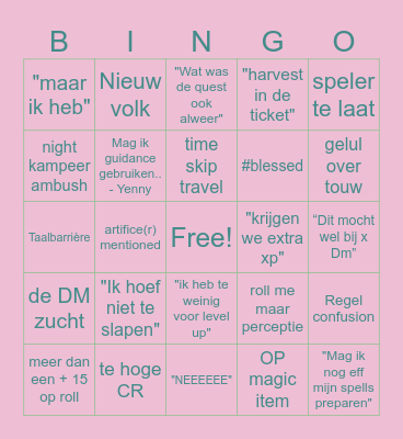 Bingo Kruthik undercover Bingo Card