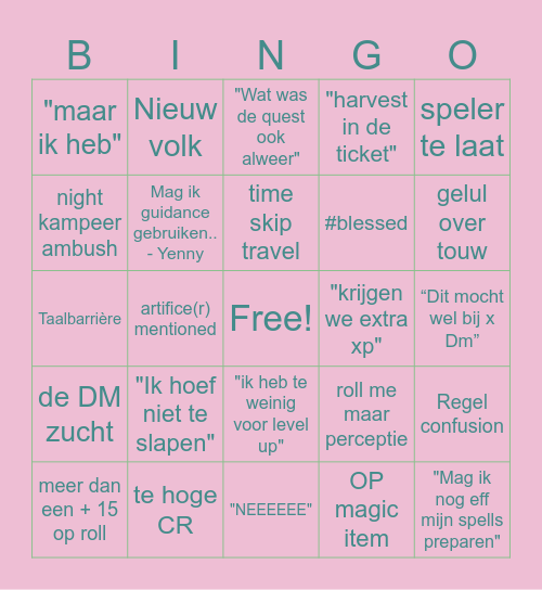 Bingo Kruthik undercover Bingo Card