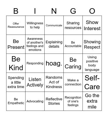 Connect with Compassion Bingo Card
