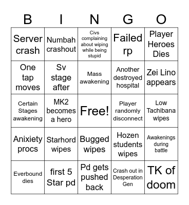 Desperation 3/21 Bingo Card