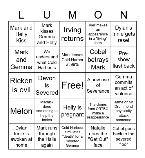 Severance Finale Bingo Card