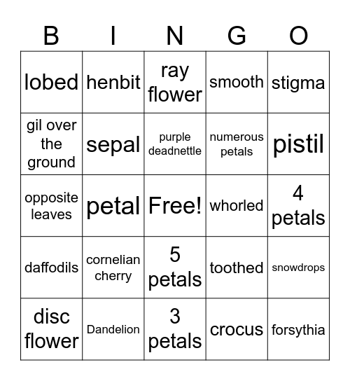 FLOWER BINGO Card