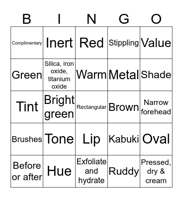 MAKE UP Bingo Card