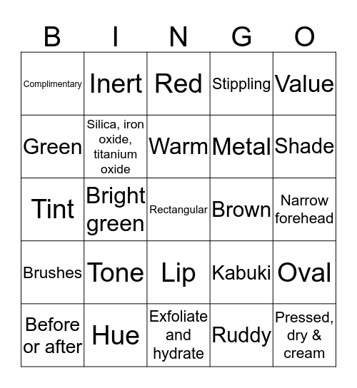MAKE UP Bingo Card