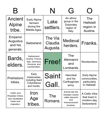 History of the Alpine People Bingo Card