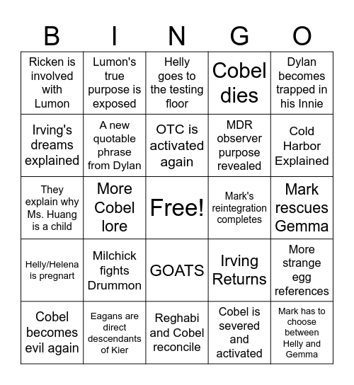 Severance Bingo Card