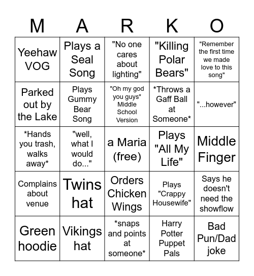 Ackermann Bingo Card