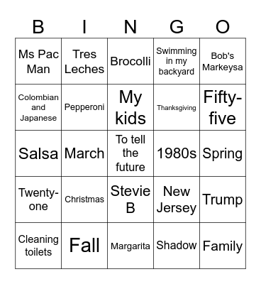 Claudia's Bingo Card