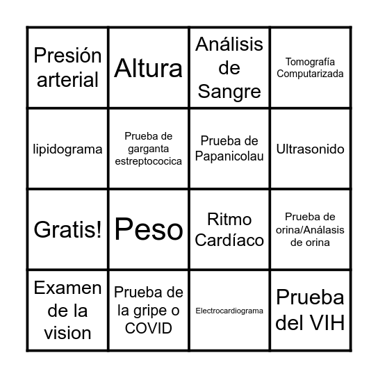 Lab Test Lotería Bingo Card