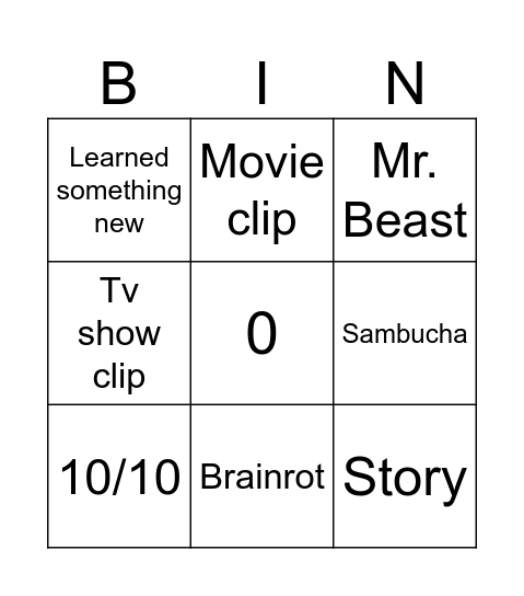 Untitled Bingo Card