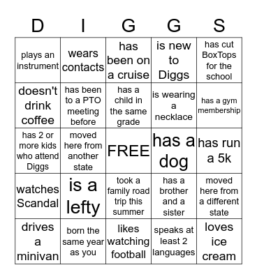 PTO Bingo Mingo Bingo Card