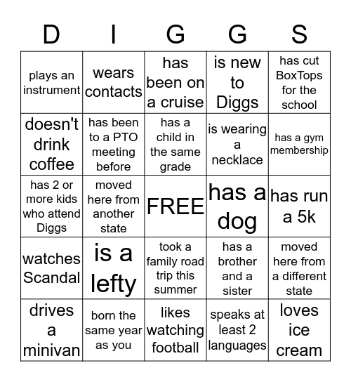 PTO Bingo Mingo Bingo Card