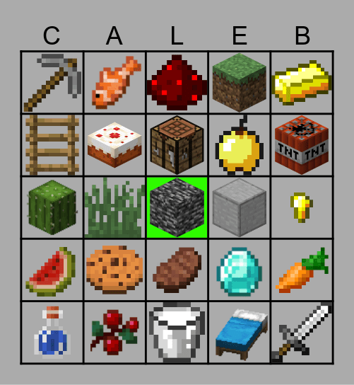 Minecraft Birthday Bingo Card