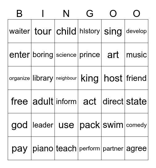 noun suffixes Bingo Card