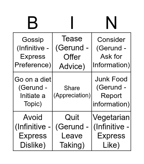 Tic-Tac-Toe Bingo Card