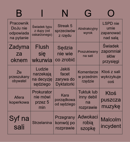 ROZPRAWA BINGO Card