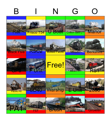 Railway Museums that the Children and I would talk about the history of the engines one day Bingo Card