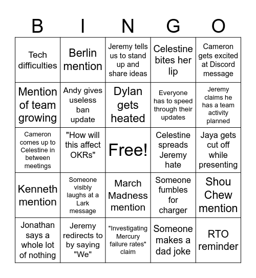 Content Ops Weekly & All Hands Bigno Bingo Card