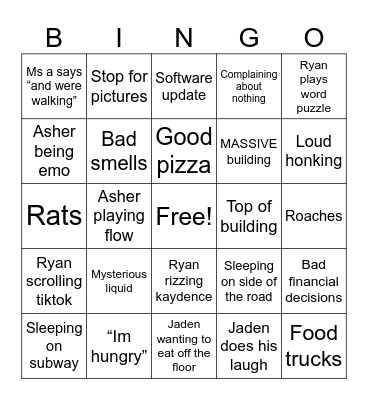 New york bingo Card