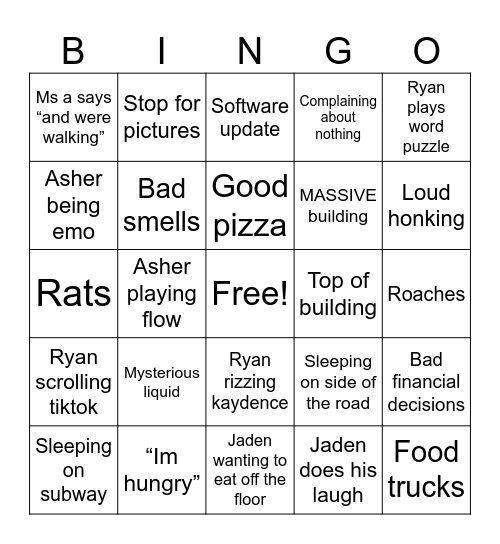 New york bingo Card