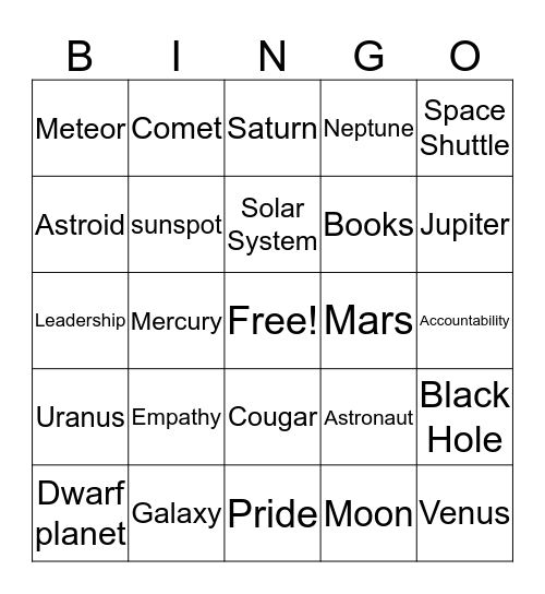 Blast Off and Bingo Card