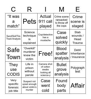 Forensic Files Bingo Card