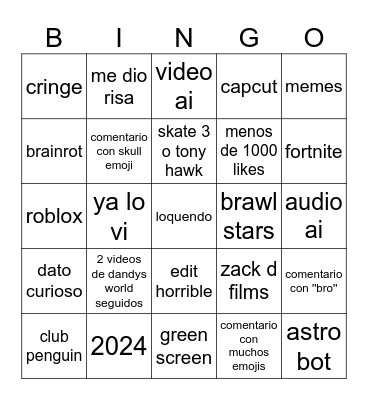 yt Bingo Card