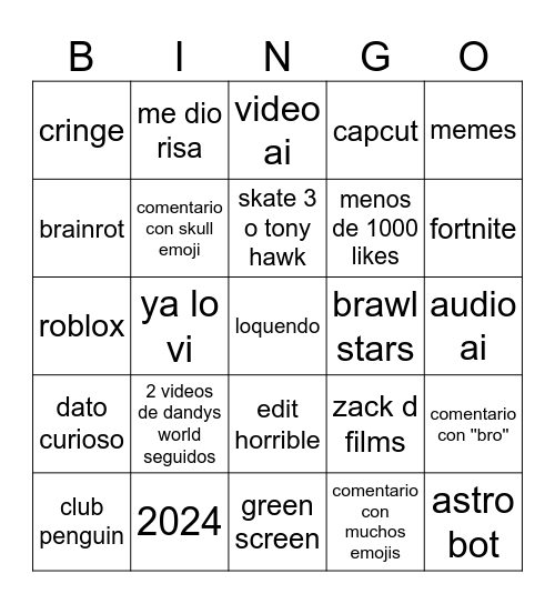 yt Bingo Card