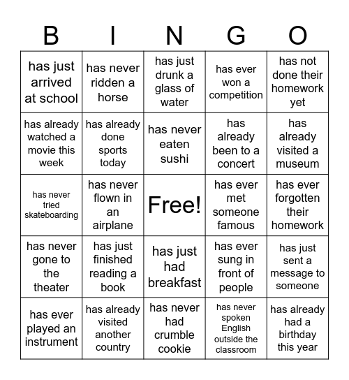 Find Someone Who… Bingo Card