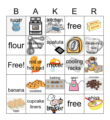 Baking Bingo Card