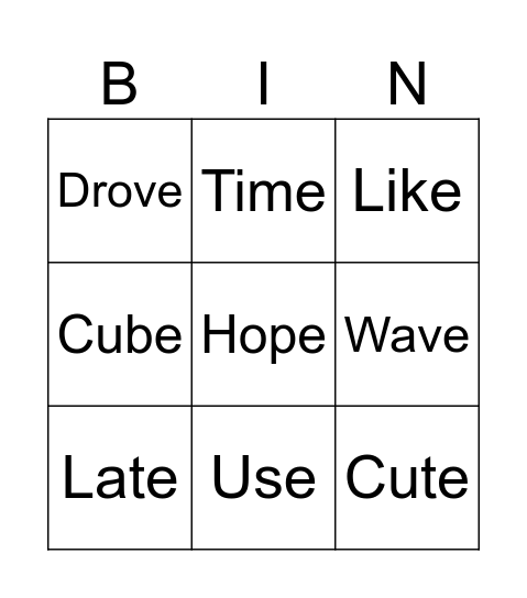Untitled Bingo Card