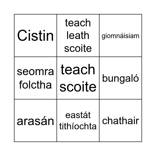 Sa Bhaile Bingo Card