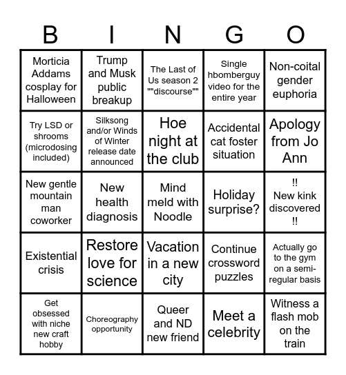 Brianna's 2025 Bingo Card