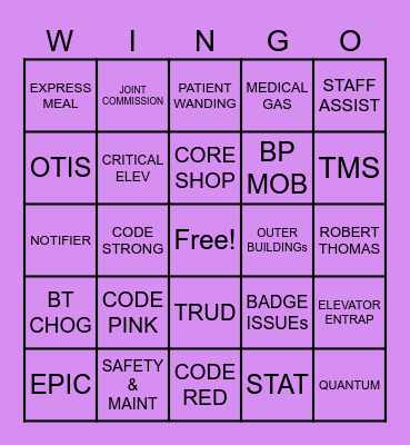 Wellstar Bingo Card