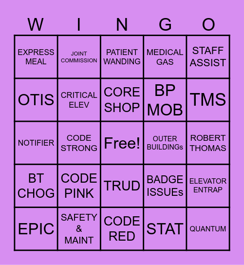 Wellstar Bingo Card