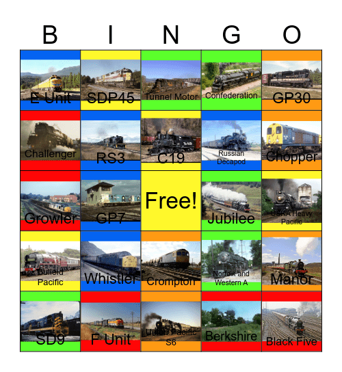 Railway Museums that the Children and I would like to learn about the history of the engines one day Bingo Card