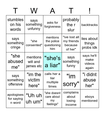 Imalexx Bingo Card