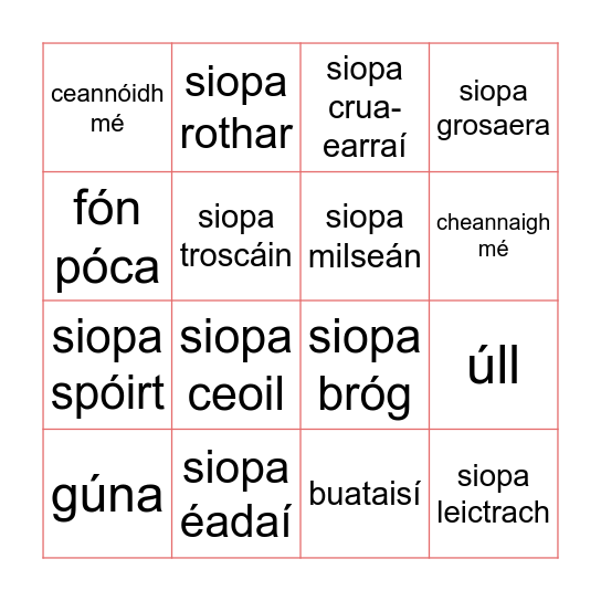 Ag siopadóireacht Bingo Card