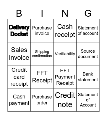 Source document Bingo Card