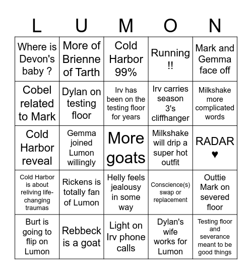 SEVERANCE S02EP10 Bingo Card
