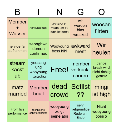 Ateez encore bingo Card